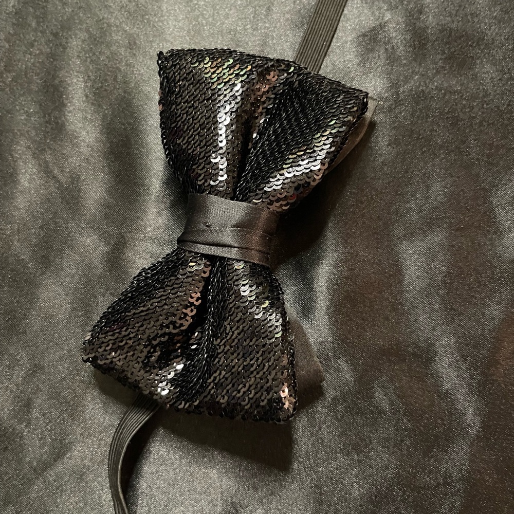 Black Sequin Bow Tie